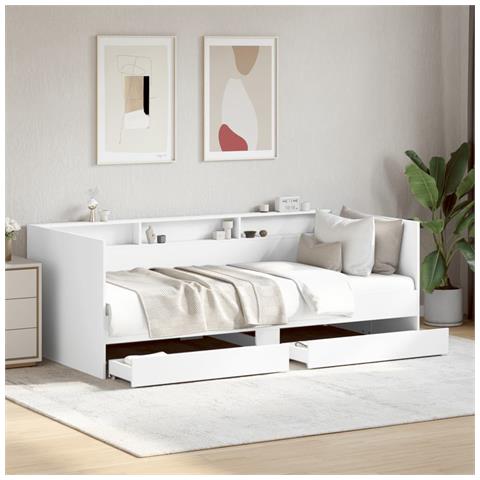 Lusso Casadino -  Divano Letto Con Cassetti Senza Materasso Bianco 75x190 Cm - Foto 8