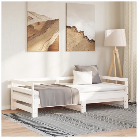 Lusso Casadino -  Dormeuse Estraibile Bianca In Massello Di Pino 2x(90x200) Cm - Foto 8