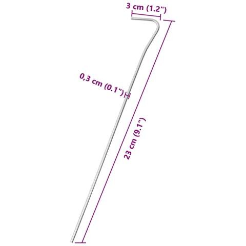 Picchetti per Tenda 50 pz 23 cm Ø3 mm in Acciaio Zincato - Foto 5