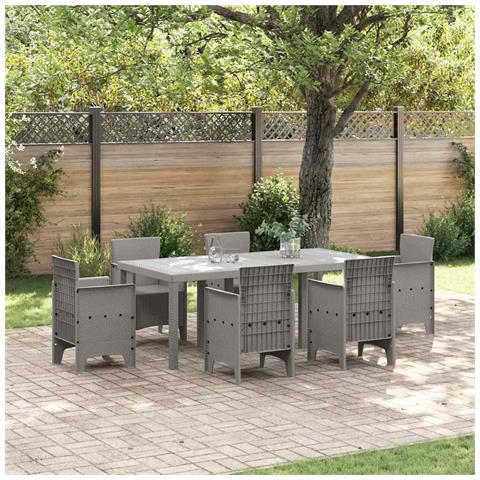 Tavolo da Giardino Grigio Chiaro 200x100x73 cm in Rattan Sintetico - Foto 2