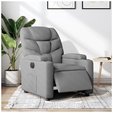 Poltrona Elettrica Reclinabile Grigio Chiaro in Tessuto - Foto 2