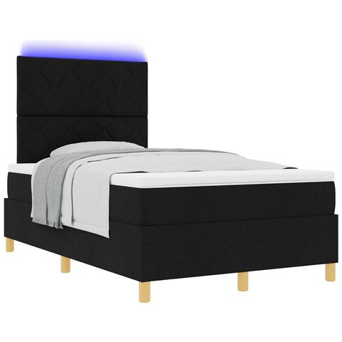 Letto Box Spring con materasso & LED nero 120x190 cm in tessuto - Foto 1