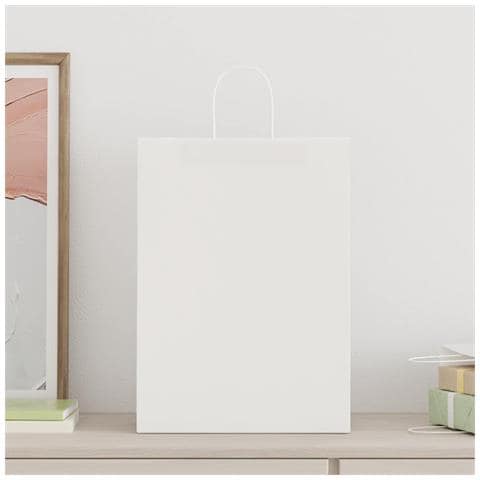 Sacchetti di Carta 250 pz con Manici Bianchi 32x17x44 cm - Foto 2