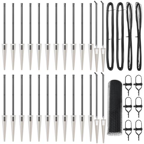 Recinzione Esagonale  Grigio 1x50 m Acciaio, Pali per Recinzione  con Picchetto 13 pz Ø32 mm 120 cm Acciaio Galvanizzato - Foto 1