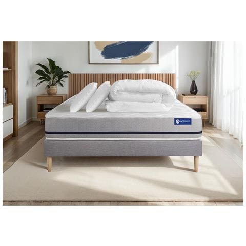 Pacchetto Letto Completo - Materasso 200x200cm + Box Spring Con Doghe (kit) + 2 Cuscini + Piumino - Actiflex Soft - Foto 1