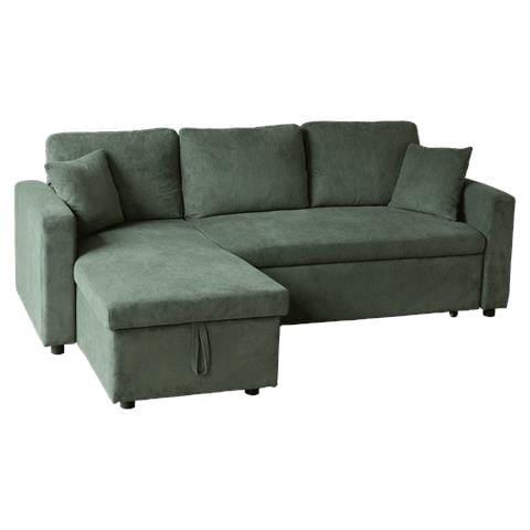Divano Letto Angolare Clark A 3 Posti In Velluto A Coste Verde - Foto 1