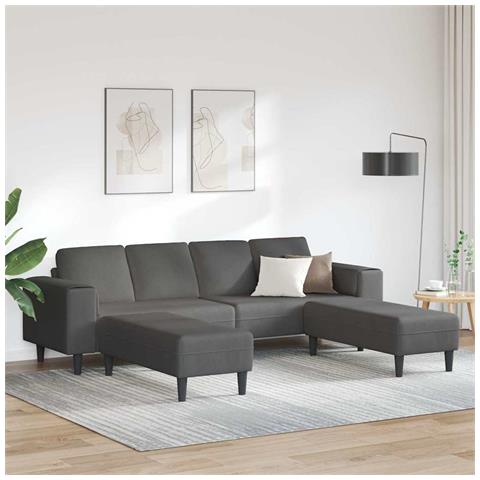 Divano in tessuto con cuscino Grigio scuro Tessuto in velluto a coste - Foto 2