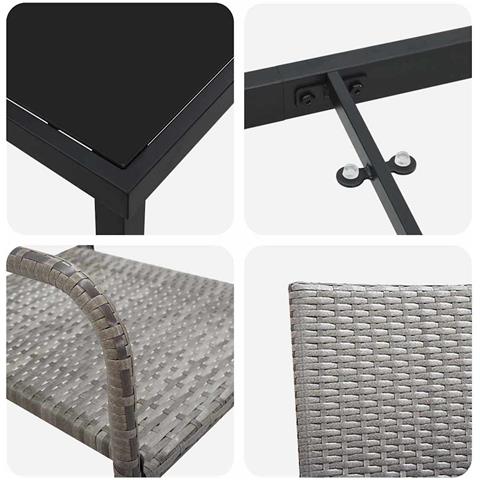 Set da Pranzo per Giardino 5 pcs Grigio Poly Rattan - Foto 9