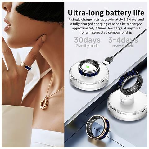 Smart Ring Con Display: Controllo Touch, Monitoraggio Fitness E Telecomando Silver 14 - Foto 7