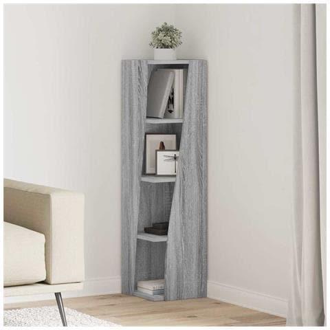 Mobile angolare Bianco 27,5x27x102cm Legno multistrato - Foto 2