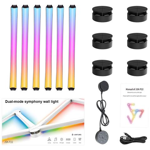 Strisce Led Bluetooth - Splicing Intelligente Fai-da-te, Illuminazione Ambientale Rgb, Compatibile Con Smartlife, Kit Da 6 Linee Luminose Black - Foto 1