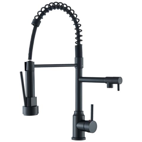 Rubinetto per lavello da cucina, Blackswan, tipo M385 con 2 modalità e 2 uscite, doccia mobile, modello nero opaco, misura 47 cm - Foto 1