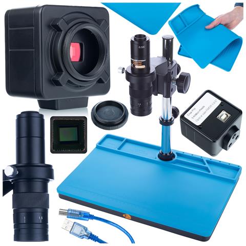 Mikroscopio Digitale Earth Pro Mcep-0.5x Set Con Crux Pro Kmcp-hdmi-usb 5mp E Tappetino Silicone 380x260mm - Alta Qualità Immagine, Resistenza Temperatura - Foto 1
