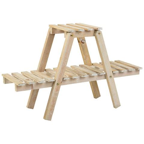 Scaffale Con 2 Ripiani In Legno Marrone 64x19,5x38h - Foto 1
