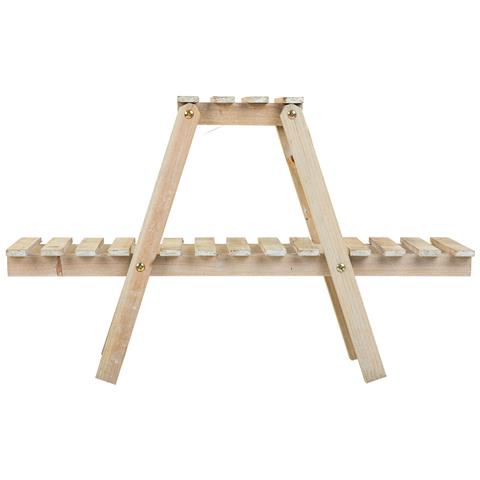 Scaffale Con 2 Ripiani In Legno Marrone 64x19,5x38h - Foto 2