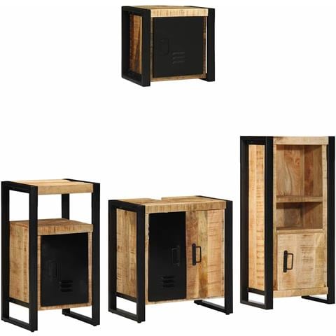 Set di mobili per il bagno 4 pcs Legno di mango massello - Foto 2