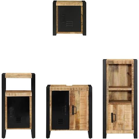 Set di mobili per il bagno 4 pcs Legno di mango massello - Foto 9