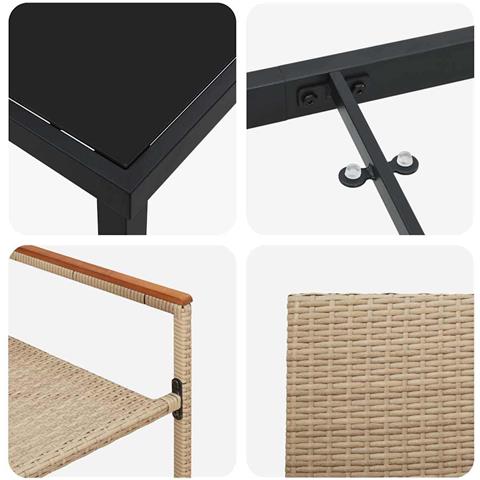 Set da Pranzo per Giardino con cuscino 7 pcs Beige polyrattan - Foto 9
