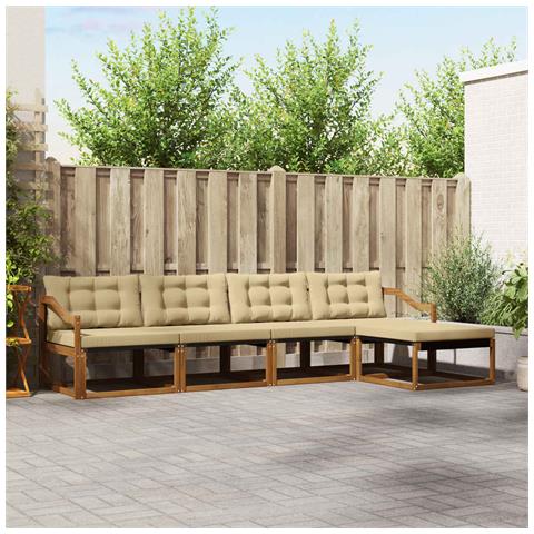 Set di divani da esterno con cuscino 5 pcs Naturale e Beige - Foto 2