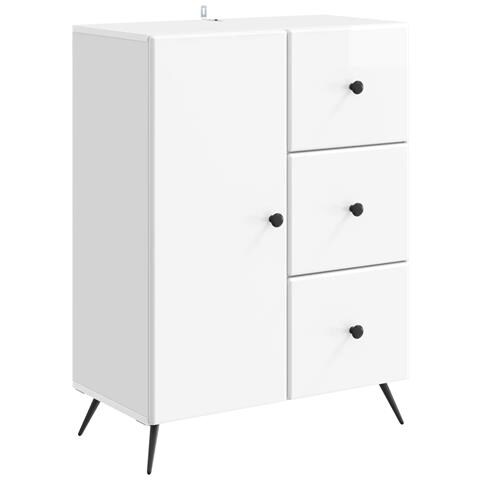 Credenza Bianco Lucido 66 x 34,5 x 90 cm Legno ingegnerizzato - Foto 1
