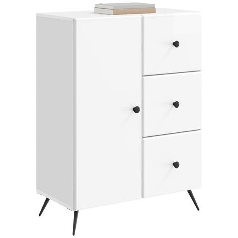 Credenza Bianco Lucido 66 x 34,5 x 90 cm Legno ingegnerizzato - Foto 2