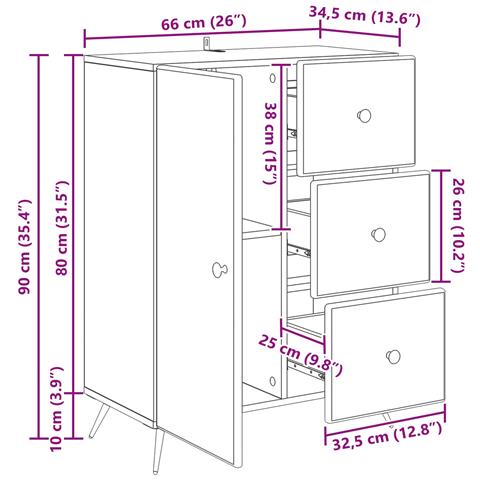 Credenza Bianco Lucido 66 x 34,5 x 90 cm Legno ingegnerizzato - Foto 9