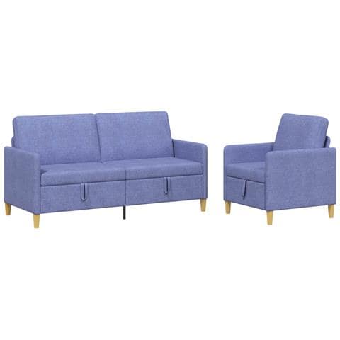 Set di Divani con Storage 2 pcs Blu jeans Poliestere - Foto 1