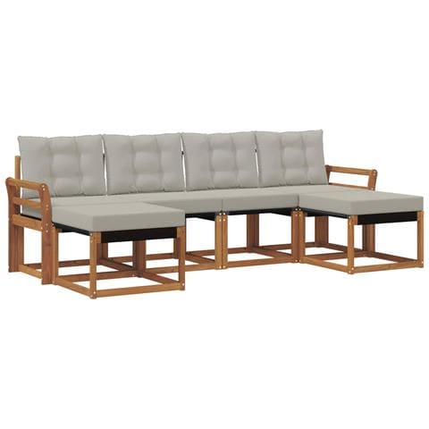 Set di divani da esterno 6 pcs Grigio Naturale e Chiaro - Foto 1