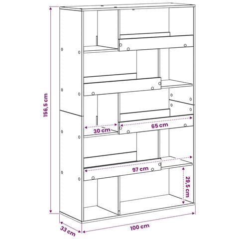 Scaffale per Libri Rovere nero 100 x 33 x 156,5 cm - Foto 8