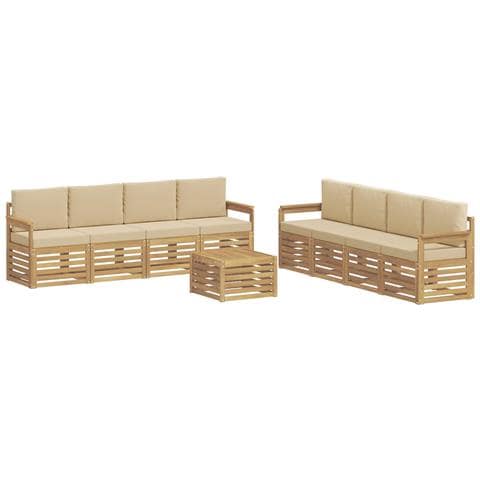 Set di divani da esterno 9 pcs Bianco e Beige 59 x 59 x 37 cm - Foto 1