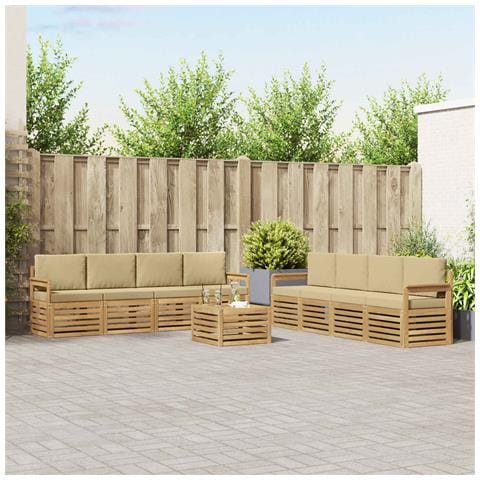 Set di divani da esterno 9 pcs Bianco e Beige 59 x 59 x 37 cm - Foto 2