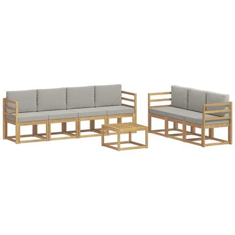 Set di divani da esterno 8 pcs Bianco e Grigio Chiaro - Foto 1