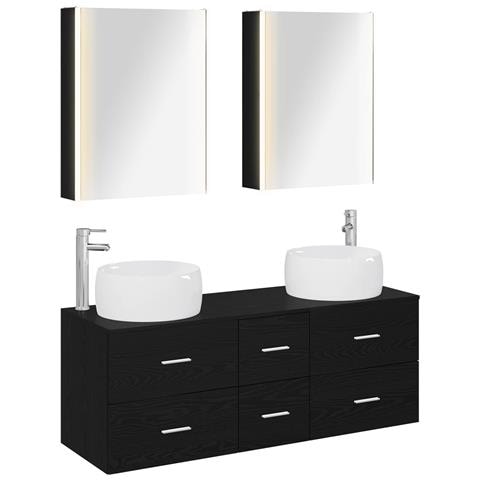 Set di mobili per il bagno 5 pcs Rovere Nero - Foto 1