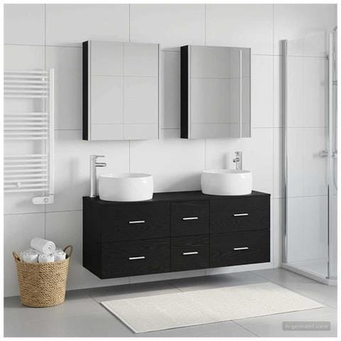 Set di mobili per il bagno 5 pcs Rovere Nero - Foto 2