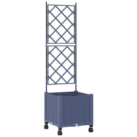 Vaso da giardino con grigliato e ruote Grigio 40 x 40 x 149 cm - Foto 1