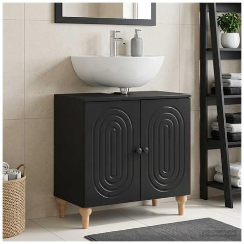 Armadio per Lavabo da Bagno ALKMAAR Nero 59,5 x 31,5 x 59 cm - Foto 2