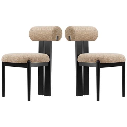Set Di 2 Sedie Da Pranzo Schienale Cilindrico 50x61.5x78.5cm - Cammello - Foto 1