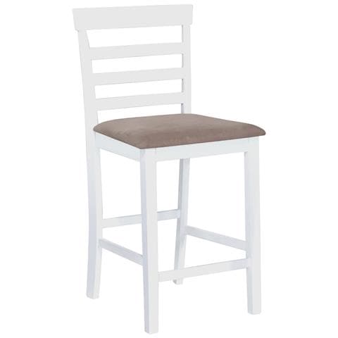 Set 2 Pz Sedia Da Bar In Legno Bianco E Beige - Foto 2
