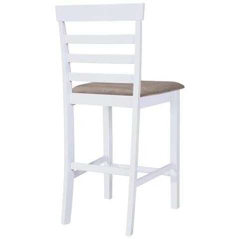 Set 2 Pz Sedia Da Bar In Legno Bianco E Beige - Foto 8