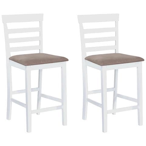 Set 2 Pz Sedia Da Bar In Legno Bianco E Beige - Foto 1