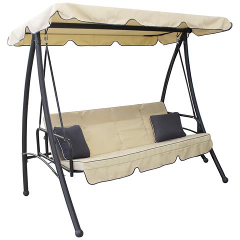 Dondolo Struttura Nera Telo E Cuscino Beige Per Esterno Portico, Ristorante, Gelateria Bar Hotel Albergo - Foto 1