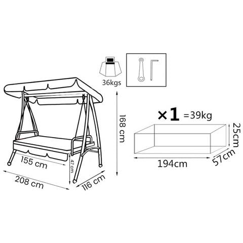 Dondolo Struttura Nera Telo E Cuscino Beige Per Esterno Portico, Ristorante, Gelateria Bar Hotel Albergo - Foto 4