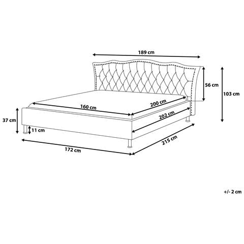 Letto Matrimoniale In Pelle Sintetica Nera 160x200cm Metz - Foto 15