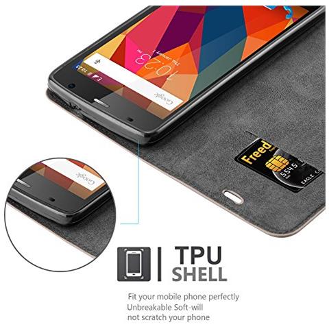 Custodia Compatibile Con Zte Blade L5 Plus In Bruno Caffè - Coperchio Protettiva Con Chiusura Magnetica, Funzione Stand E Tasca Per Le Carte - Foto 2