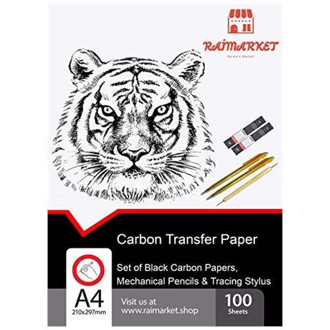 100 Fogli Di Trasferimento Black Carbon Di Carta Con Goffratura Stylus Set E Matita Meccanica Per Legno Copy Dal Premium Carbon Paper Qualit - Foto 1