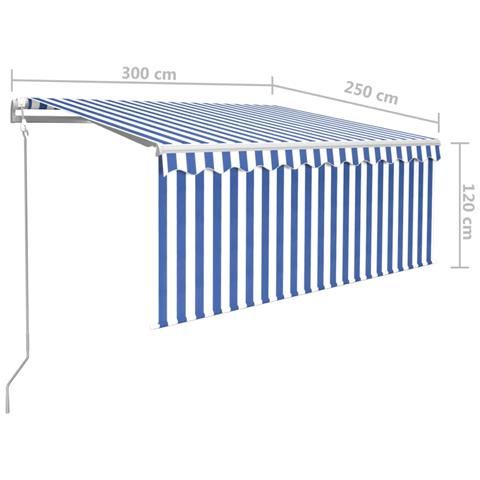 Tenda Automatica Parasole Led Sensore Vento 3x2,5m Blu E Bianca - Foto 2