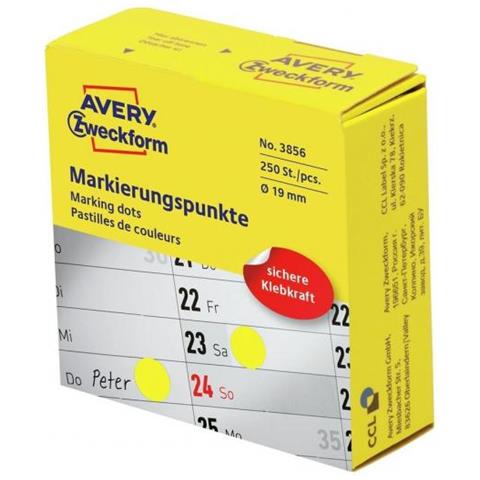 3856 Etichetta Autoadesiva Rotondo Permanente Giallo 250 Pz - Foto 1