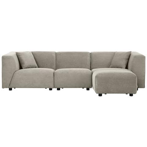 Monroe Divano Modulare 3 Posti 1 Poggiapiedi In Velluto A Coste Grigio Chiaro - Foto 9