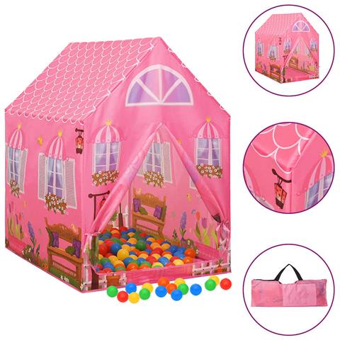 Tenda Da Gioco Per Bambini Rosa Con 250 Palline 69x94x104 Cm - Foto 1