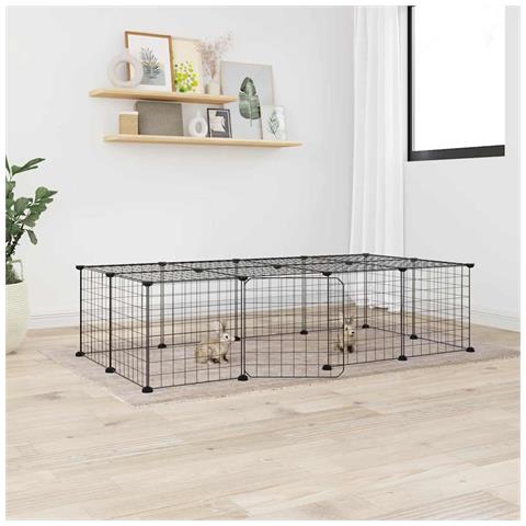 Gabbia Per Animali 20 Pannelli Con Porta Nera 35x35 Cm Acciaio - Foto 2
